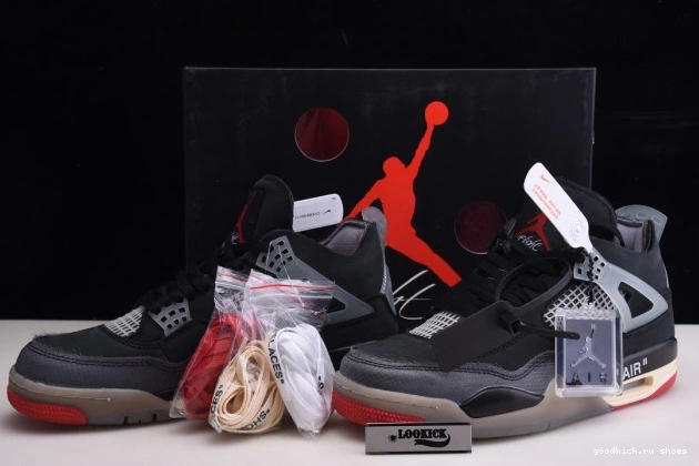 Bred Air 4 Retro Off x CV9388-001 White Jordan 0810